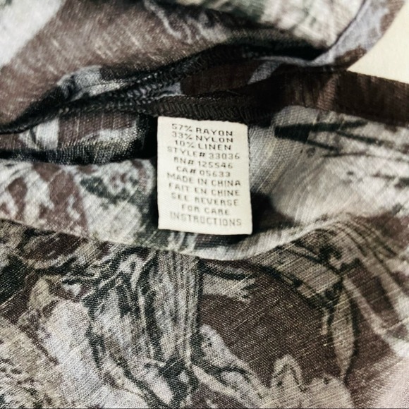 Habitat grey blue linen floral watercolor button front tunic top small - Picture 5 of 6